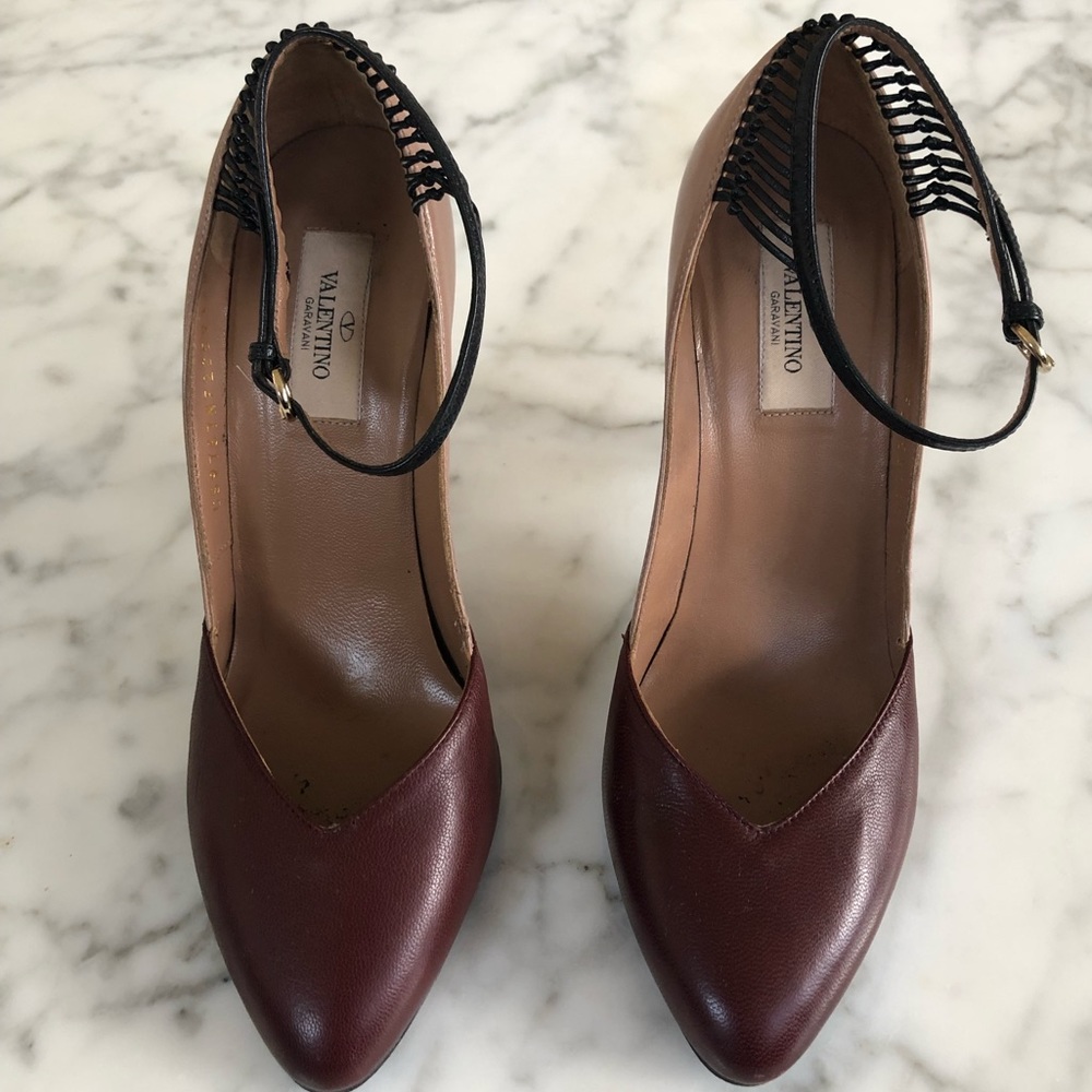 Valentino two-tone ankle strap pumps